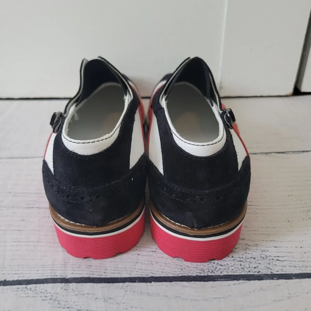GIROTTI MILANO Wingtip‎ Oxford Shoes Black White Red Suede No Lace Size 43 US 9